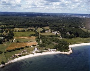 Aerial picture of Camp Harkness beach and coast